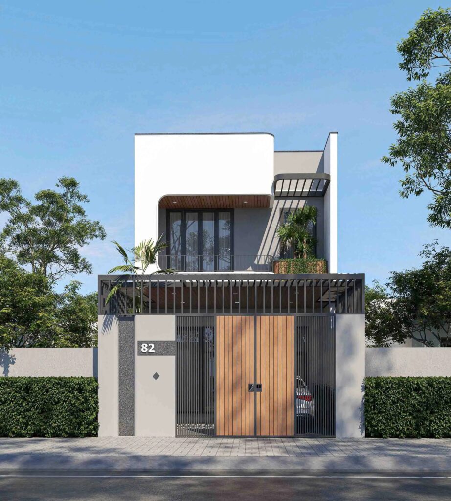 phối cảnh mặt tiền nhà 2 tầng 6x21. Xây Dựng trọn gói Biên Hòa